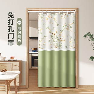 门帘挂钩免打孔厨房专用防水防油烟厕所遮挡隔断帘子卫生间挂帘