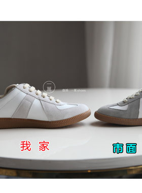 复古风系带真皮德训鞋