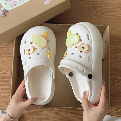 假日秋千趣味苹果DIY防滑洞洞鞋