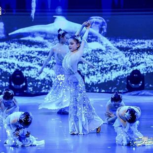 逐浪奏鸣曲唧唧鱼儿跃舞蹈服儿童傣族古典舞表演服鱼儿欢歌演出服