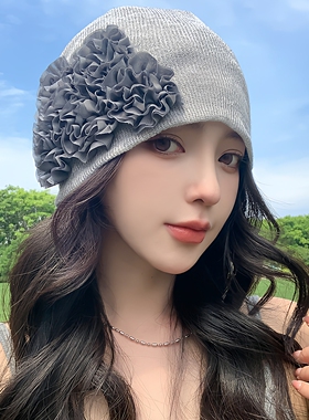 小众立体花朵推推帽子女复古文艺