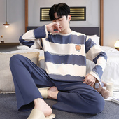 春秋季 长袖 纯棉秋冬加肥加大码 睡衣男士 200斤240斤5XL6XL居服套装