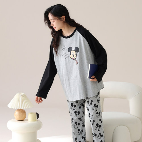 春秋冬季纯棉长袖睡衣女加大码韩版宽松胖MM200斤套装220斤5XL6XL