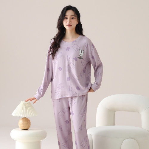 纯棉睡衣女春秋季200斤长袖220斤秋冬款超大码胖mm家居服套装5XL