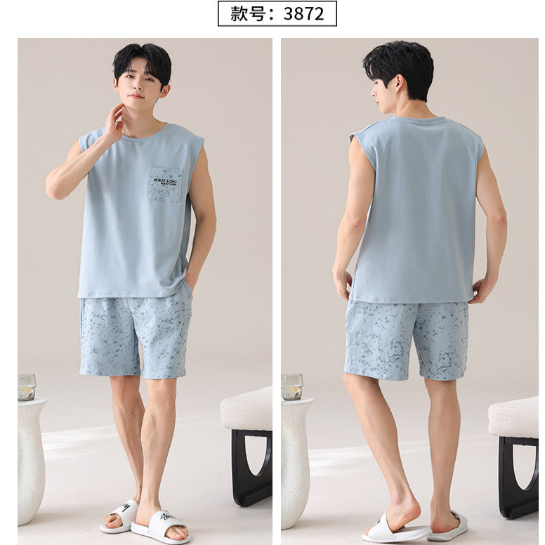 胖子特大码睡衣男莫代尔棉背心短裤加肥加大短袖230斤250斤5XL6XL