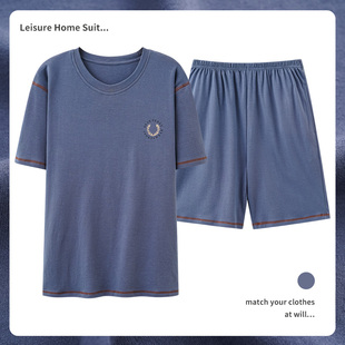 睡衣男士夏季200斤5XL250斤6XL纯棉短袖短裤可外穿男生家居服套装