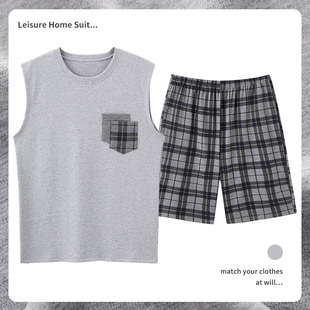 男款睡衣夏季纯棉短袖短裤青年特大码家居服套装220斤5XL250斤6XL