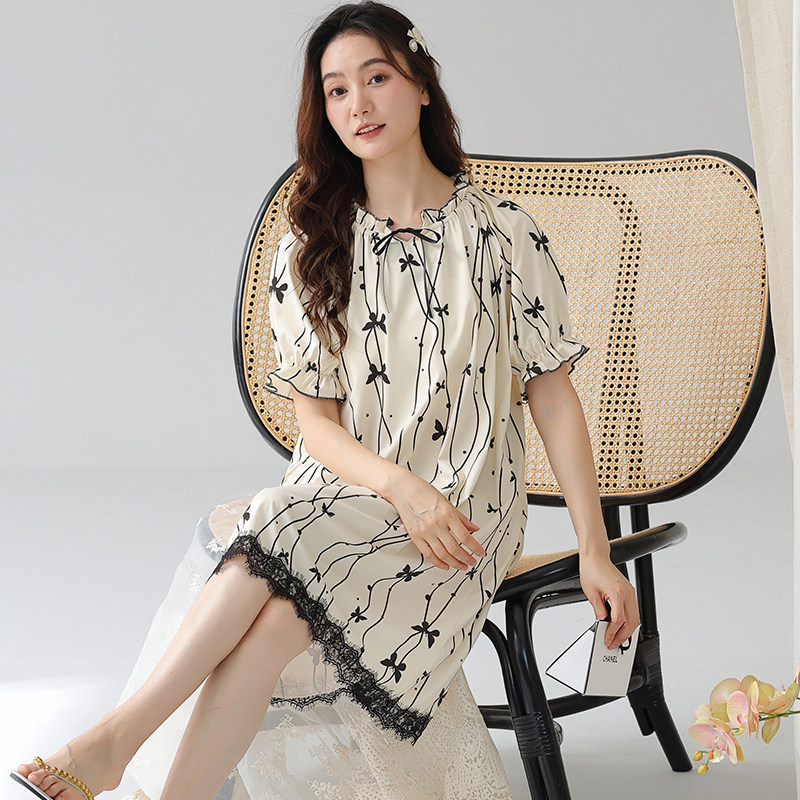 睡裙女夏季纯棉短袖睡衣裙特大码家居服200斤240斤5XLXXXXXXL6XL