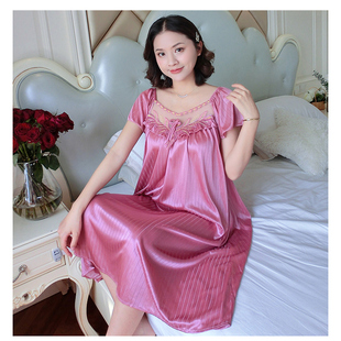 夏季冰丝睡衣短袖睡裙女士家居胖MM宽松加大码胖mm200斤220斤5XL