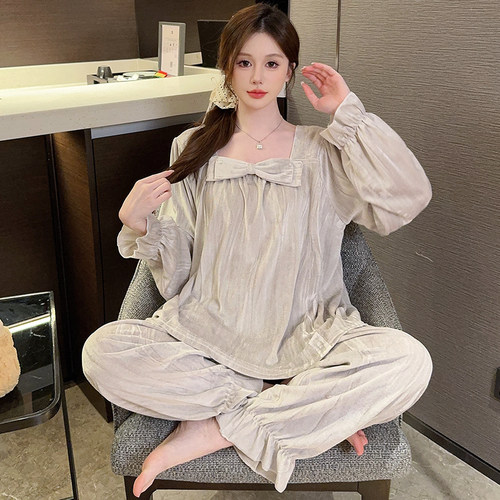 秋冬季金丝绒睡衣女高级感保暖柔软加肥特大码200斤家居服套装5XL