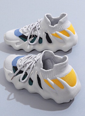 新款情侣男女鞋网布非织软底厚底防滑运动休闲袜子鞋八爪鱼鞋椰子