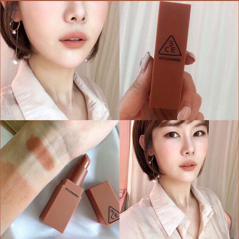 现货包邮 韩国3ce口红南瓜色系 哑光雾面唇膏 持久显色#114裸米色