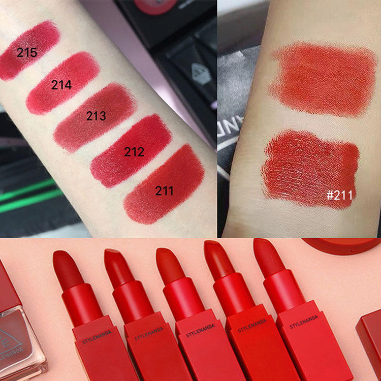 现货 韩国3ce红色系口红 哑光持久滋润保湿唇膏 正红酒红亮红粉红