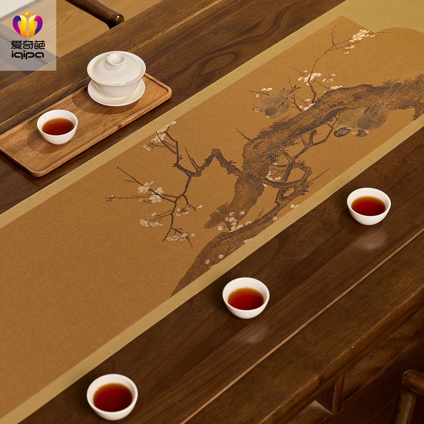 爱奇葩 原创寒香幽鸟图中式禅意茶席茶桌垫布茶台桌布茶旗桌旗布,居家布艺,桌旗,淘宝优惠券,粉丝福利购,淘宝优惠卷