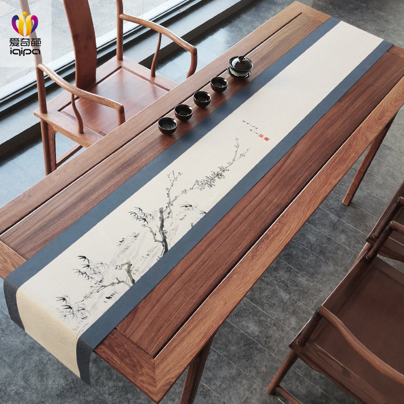 梅竹双清新中式禅意防水茶几布茶桌垫布茶台布艺长条桌旗茶旗,居家布艺,桌旗,淘宝优惠券,粉丝福利购,淘宝优惠卷