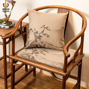 爱奇葩 原创新中式禅意抱枕椅子垫靠枕靠垫圈椅红木沙发坐垫定制