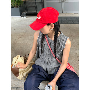 yesyellow木耳边装 女2025夏清新甜美百搭上衣 饰褶皱设计无袖 衬衫