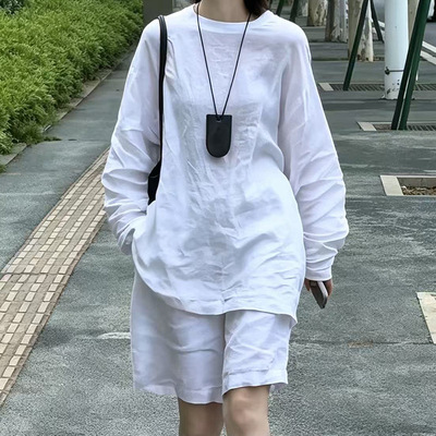 韩宽松慵懒风防晒短裤两件套女