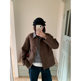 yesyellow复古皮领夹棉加厚外套女冬季新款韩版休闲工装夹克上衣