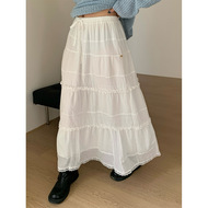 yesyellow松紧腰多层拼接蕾丝花边半身裙女秋季A字蛋糕中长裙子