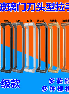 玻璃门拉手不锈钢斜拐脚玫瑰黑钛金色有无框刀头型侧装大木门把手