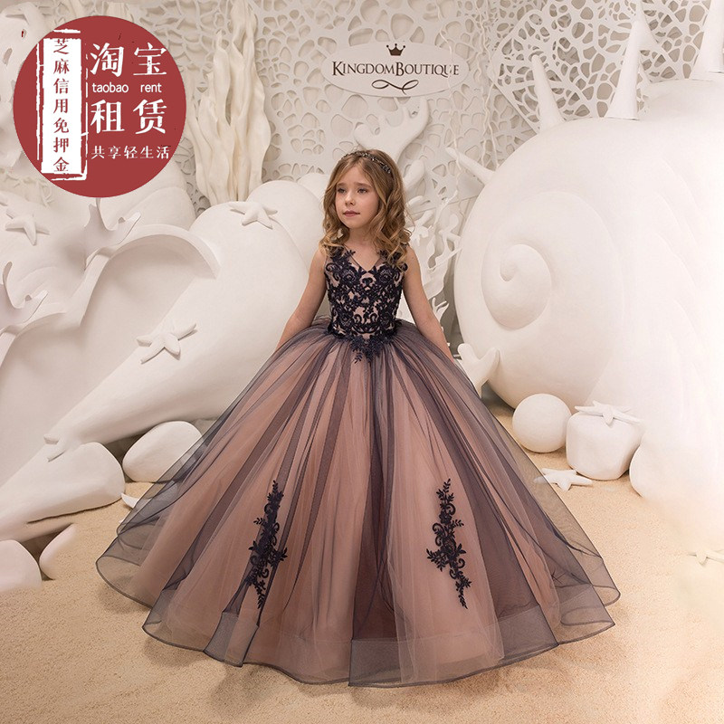 出租儿童礼服女童模特走秀蕾丝齐地长裙主持人演出蓬蓬公主裙租赁