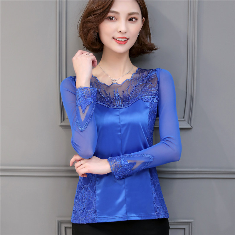 秋裝女2019新款蕾絲上衣女長袖韓版镂空修身百搭網紗性感打底衫在類目 女裝/女士精品, 蕾絲衫/雪紡衫中 - 來自Buy2taobao.com提供專業的淘寶代購服務