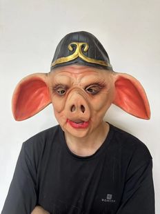 猪八戒面具 牛魔王恐怖cos西游记乳胶成人猪头套帽服装猪八戒面具