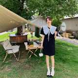 拼接撞色连衣裙女夏2024新款高级感茶法宽松直筒裙306-P115-K168，女装连衣裙，浙宝179