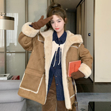 2023新款皮毛一体外套加绒加厚中长外套1652-P195-K288，女装毛呢外套，浙宝179