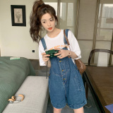 孕妇装2022夏季新款时尚牛仔背带短裤韩版薄款洋气外穿裤子，女装连体裤，浙宝179