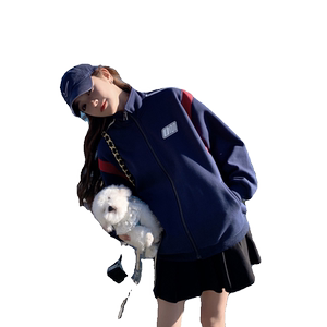撞色拼接棒球服外套女2025秋季新款韩版时尚小众休闲宽松短款上衣图片