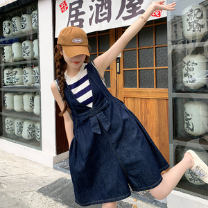 背带裤女夏季2023可盐可甜宽松休闲蝴蝶结连体裤 1630-P110-K158,女装牛仔裤,浙宝179