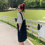 港风复古牛仔背带裤女夏2025新款小个子网红炸街慵懒风休闲连体裤，女装连衣裙，浙宝179