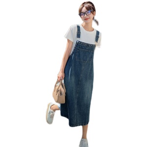 背带裙女夏季2023新款学院风洋气减龄宽松休闲长裙1631-P115-K168图片