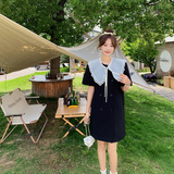 拼接撞色连衣裙女夏2024新款高级感茶法宽松直筒裙306-P115-K168，女装连衣裙，浙宝179