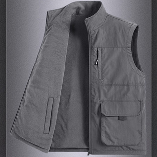 双面穿马甲秋冬中青年宽松大码 坎肩背心加厚摇粒绒外套立领抓绒衣