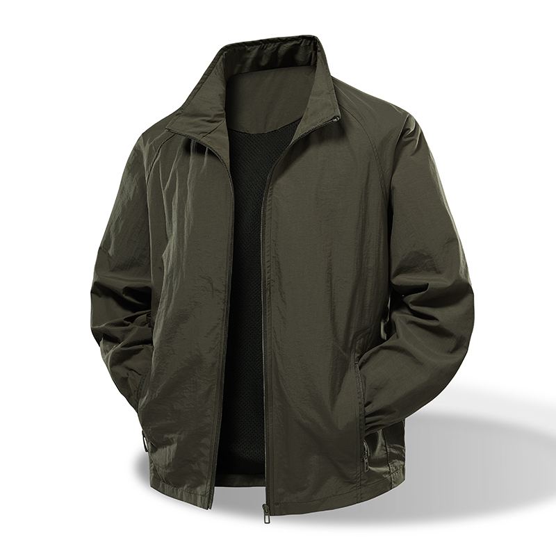 春秋男士夹克户外休闲大码工装中老年钓鱼翻领多口袋机能运动外套