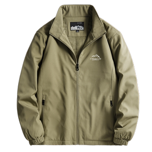 加绒外套男秋冬2023新款上衣商务休闲夹克弹力立领运动冲锋衣宽松