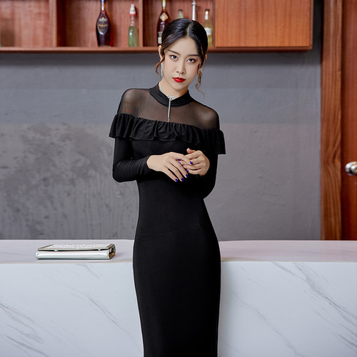 性感晚礼服长款长袖长裙