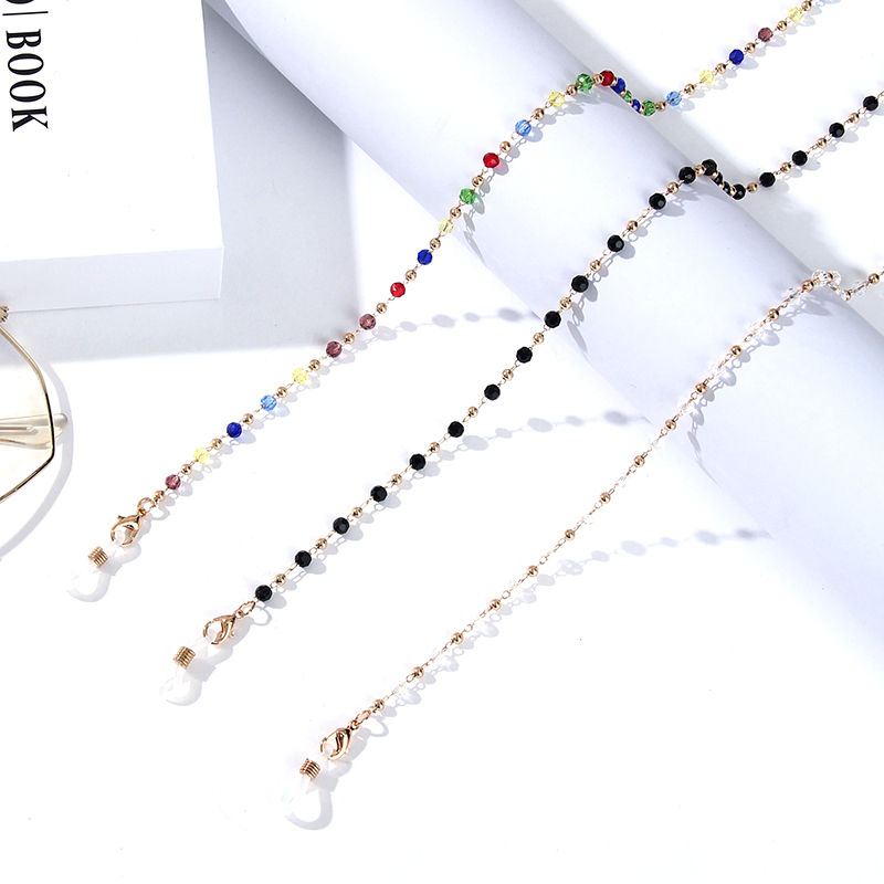 眼镜链条复古黑珠口罩饰品挂绳