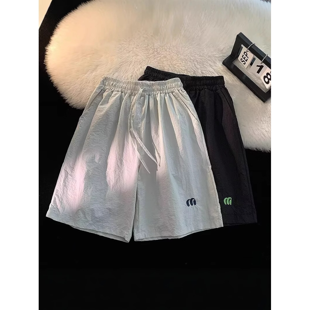 美式字母薄款短裤男潮牌宽松休闲运动五分裤潮流简约透气外穿裤衩