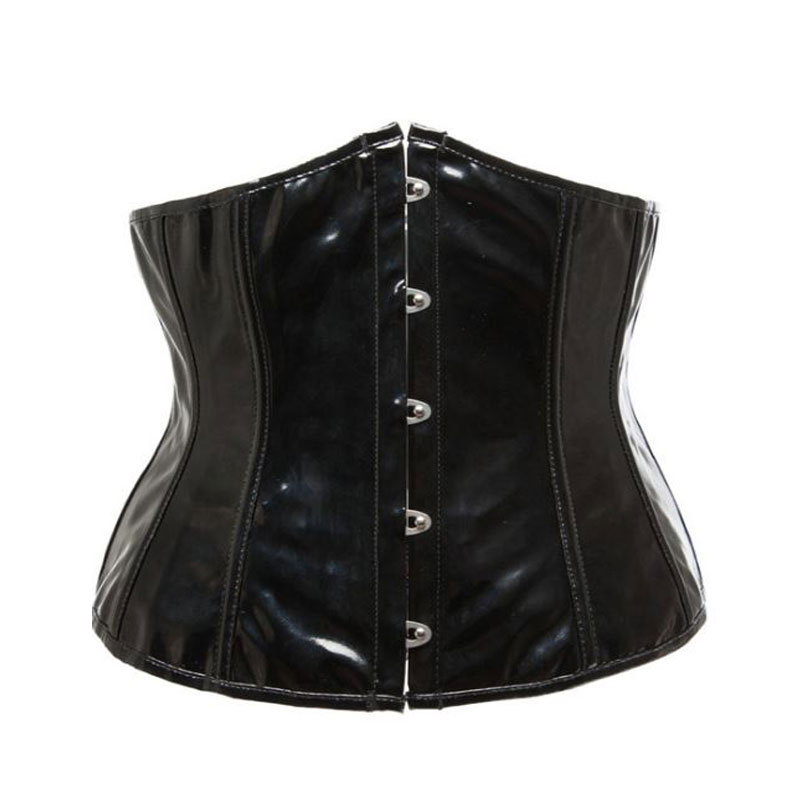 黑色亮皮哥特束腰马甲紧身衣腰封宫廷塑身衣收腹束腰角色cos