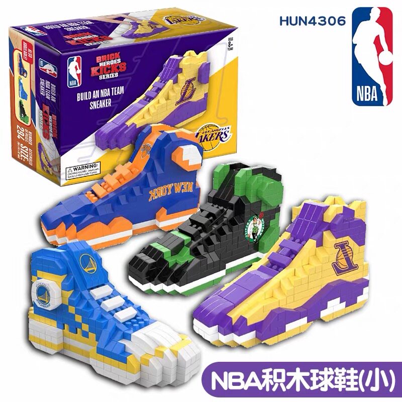 正版防伪NBA球鞋小号款拼装积木鞋篮球巨星周边男孩拼搭摆件收藏