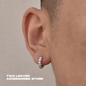 TWO LEAVES S925纯银欧美轻奢单排钻耳环嘻哈hiphop男女锆石耳扣