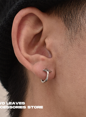 TWO LEAVES S925纯银星星耳环欧美时尚男女潮百搭款轻奢简约耳扣