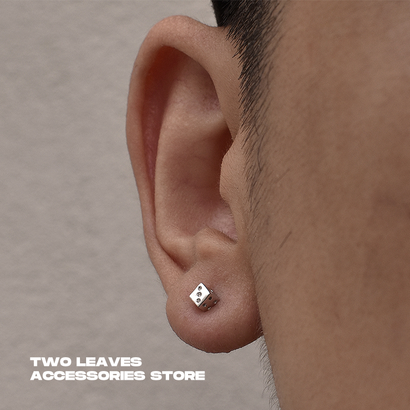 纯银骰子耳钉养耳简约迷你耳饰