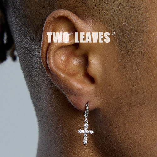 TWOLEAVESS925银十字架耳环
