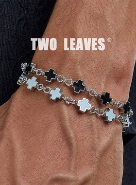 TWOLEAVES黑白色十字架手链