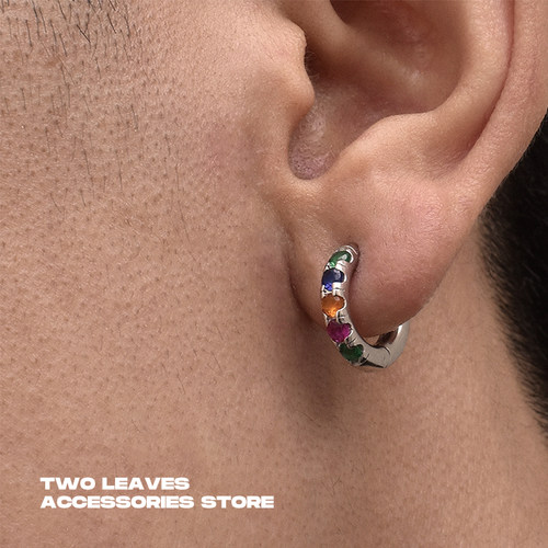 TWOLEAVES欧美纯银彩色锆石耳环